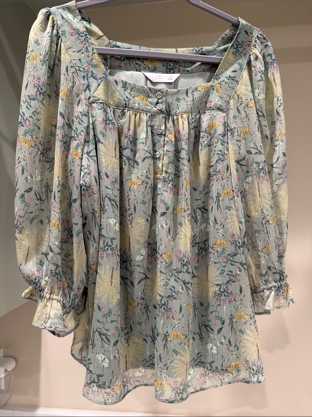 LC Floral Square-Neck Blouse